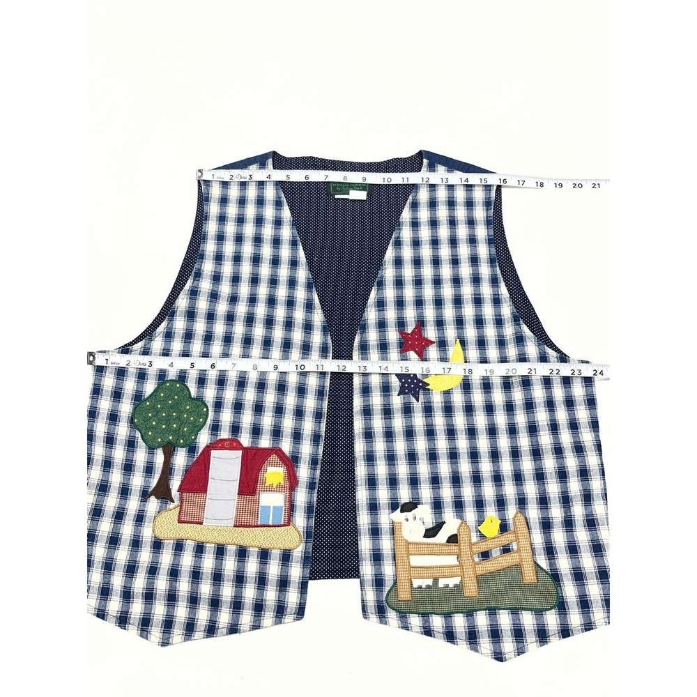 Vintage Foxwood Fashions Women's Cotton Farm Scene Amish Cottage Core Vest XL - Picture 8 of 9